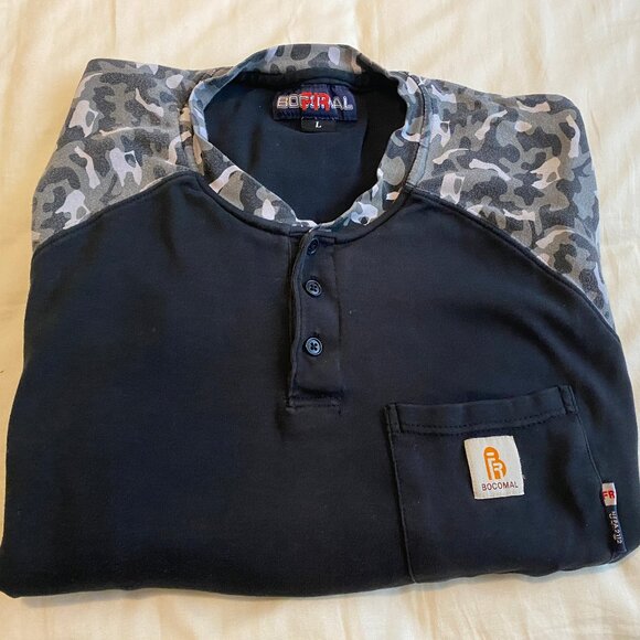 2 X BOCOMAL FR Shirts Flame Resistant Shirt 5.5oz 100% Cotton CAT2 Mens Lg - Picture 7 of 7